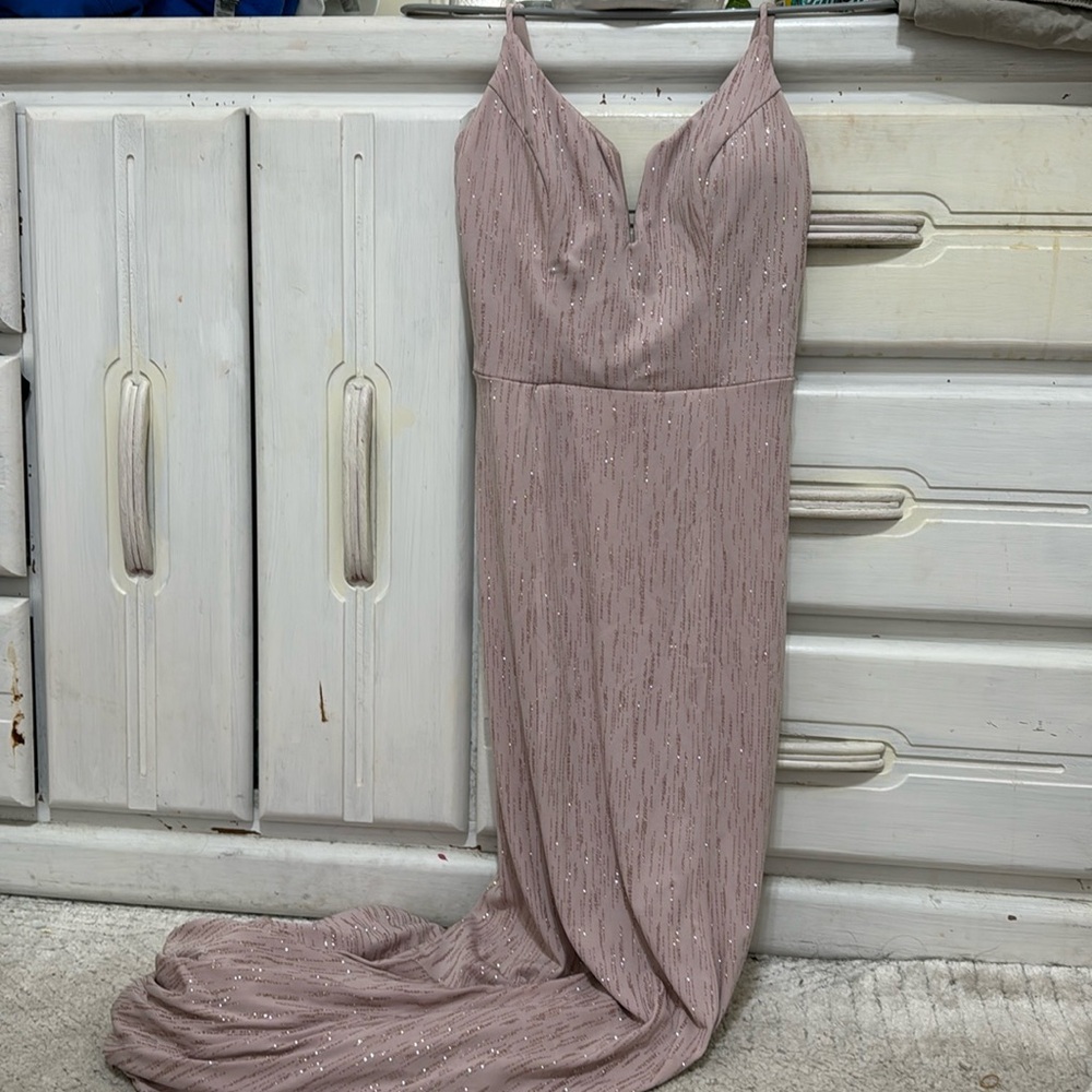 pink floor length prom dress